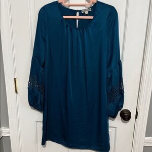 Pleione Teal Dress with Lace Sleeves